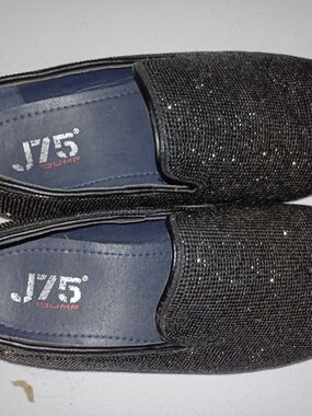 Jump Black Glitter Slip-On Loafers